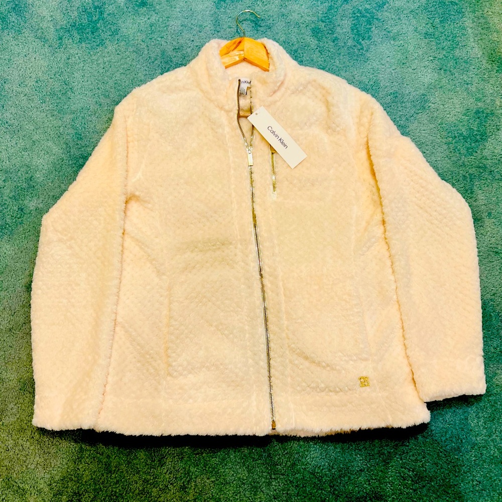 Calvin Klein Women's Plush Fleece Full Zip Jacket  Size Medium NWT